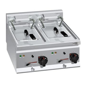 GGM Gastro | Dubbele elektrische friteuse - 10+10 liter - 18, Witgoed en Apparatuur, Frituurpannen, Verzenden, Nieuw