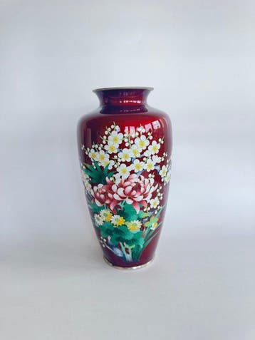 Vaas - cloisonné - Japan - Groot - Hoogte 30,9 cm