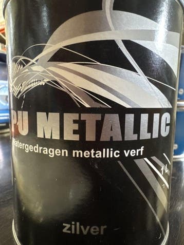 PU TOP watergedragen metallic verf - zilver - 1 liter, Overige kleuren, Nieuw, Ophalen of Verzenden, Verf