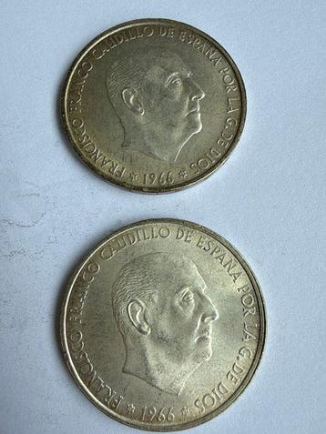 Spanje. Francisco Franco. 100 Pesetas 1966*66 (Lote de 2, Postzegels en Munten