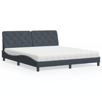 vidaXL Bed met matras fluweel donkergrijs 180x200 cm, Eenpersoons, Verzenden, Nieuw, 80 cm