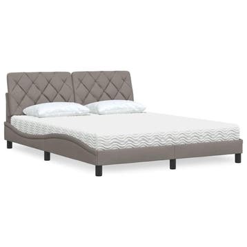 vidaXL Bed met matras stof taupe 160x200 cm, Verzenden, 200 cm, Stof, 160 cm