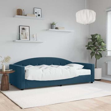vidaXL Slaapbank met matras 90x200 cm fluweel blauw, 90 cm, Eenpersoons, Nieuw, 200 cm