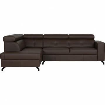 Leren hoekbank Nova - 2.5-zits arm rechts + Longchair arm, 250 tot 300 cm, Bohemian, Industrieel, Modern, Scandinavisch, Hoekbank
