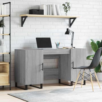 vidaXL Bureau 140x50x75 cm bewerkt hout grijs sonoma, Verzenden, Nieuw