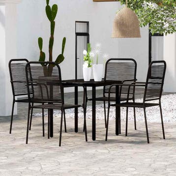 vidaXL 5-delige Tuinset zwart, 4 zitplaatsen, Verzenden, Nieuw, Rvs