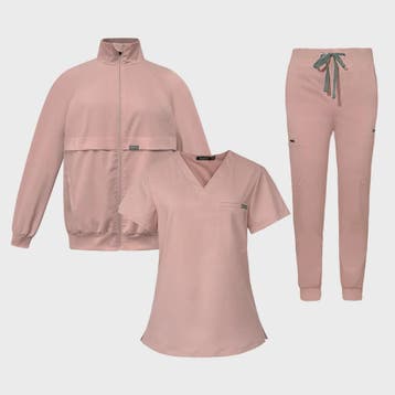 3-delige Unisex Medische Scrub Set: Jas, Top & Broek voor Zo, Verzenden