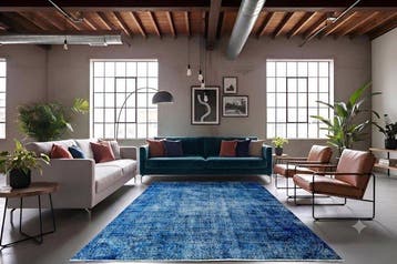 Blauwe vintage - Vloerkleed - 240 cm - 145 cm - met, Nieuw