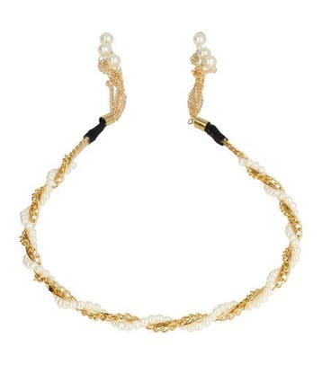 Haarband Diadeem 0,5cm – Parelkralen Ketting – Metaal – Wit, Nieuw