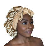 Satijnen Haar Bonnet met Banden - Kaki (Satijnen Slaapmuts ), Ophalen of Verzenden, Nieuw