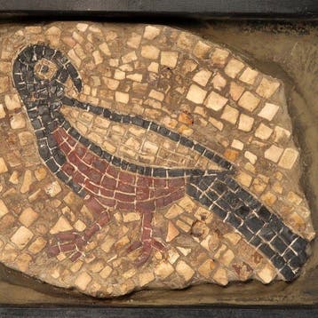 Oud-Romeins Marmer, Steen Mozaïekpaneel met vogel