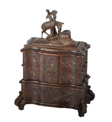 Schitterende antieke black forest juwelendoos /