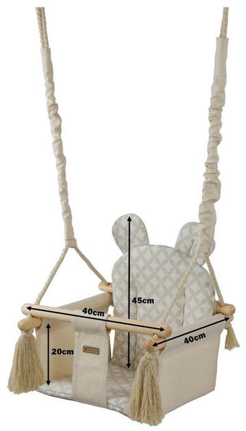 Baby Schommelstoel Oren Creme | Katoen Hout | Nieuw | Sch..., Nieuw, Ophalen of Verzenden, Eén, Hout