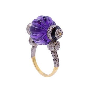 Cocktailring - 14 karaat Geel goud - 18.70ct. tw. Amethist -