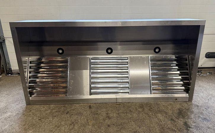 RVS Afzuigkap met 3 filters, 200 x D95 x H40 cm, boxmodel,, Zakelijke goederen, Horeca | Keukenapparatuur, Gebruikt