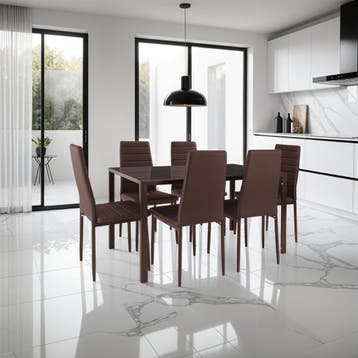 Eetkamerstoelen, kunstleer - cappuccino, Set van 6, Huis en Inrichting, Stoelen, Verzenden, Nieuw