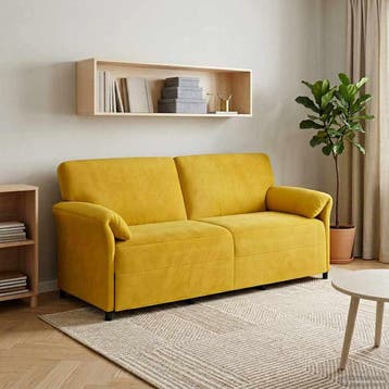 vidaXL 3-Zits Bank Geel 198 x 83 x 95 cm Fluweel, Verzenden, Minder dan 150 cm, Stof, Driepersoons