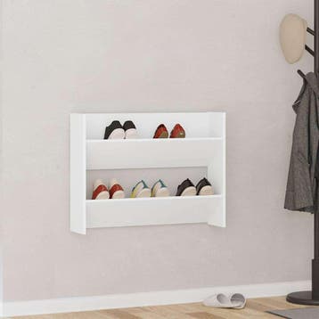 vidaXL Wandschoenenkast 80x18x60 cm bewerkt hout wit, Verzenden, Nieuw