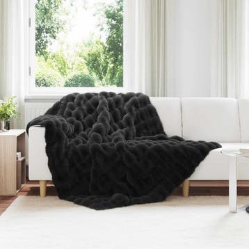 vidaXL Antislip deken van imitatie konijnenbont Olite 4 st, Verzenden, Nieuw, Zwart