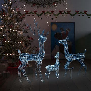 vidaXL Kerstversiering rendierfamilie 300 LEDs koudwit, Diversen, Kerst, Verzenden, Nieuw