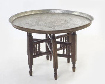 Bijzettafel - Koper, Hout - Marokkaanse theetafel