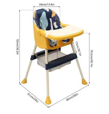4-in-1 Opvouwbare Baby Eetstoel met Blad en Voetsteun, Verzenden, Nieuw