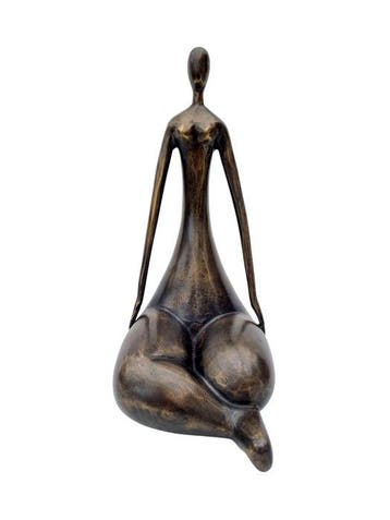 Beeld, Zittende abstracte vrouw - 28 cm - Brons, Antiek en Kunst