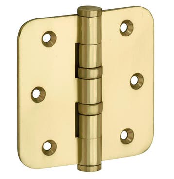 Kogellagerscharnier 76x76 ronde hoek vlak messing ongelakt, Verzenden, Nieuw