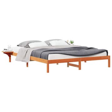 vidaXL Bedframe met Zijtafels Wasbruin 180 x 220 cm Massief, Huis en Inrichting, Slaapkamer | Bedden, Verzenden, Nieuw, Bruin