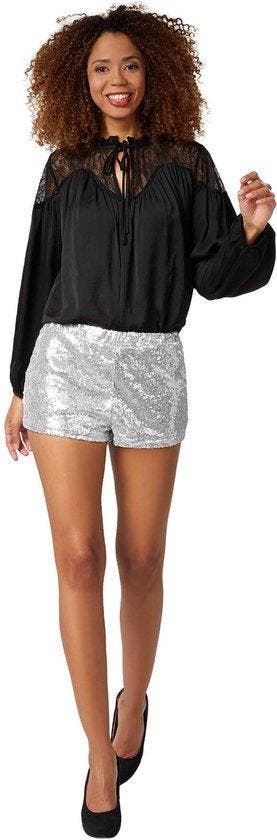 2dekans | Dressforfun Pailletten-short zilver L -, Kleding | Dames, Dressforfun, Ophalen of Verzenden, Zo goed als nieuw