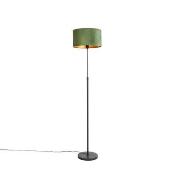 Vloerlamp zwart met velours kap groen met goud 35 cm - Parte, Verzenden, Nieuw, Modern