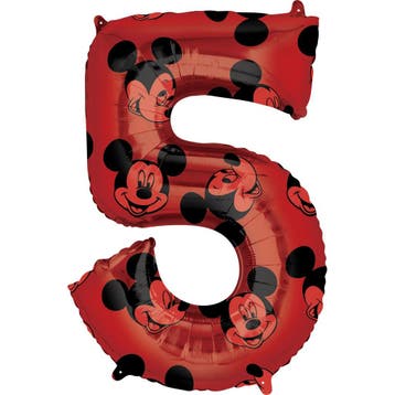 Folieballon Cijfer 5 Mickey Mouse Rood (66cm), Ophalen of Verzenden, Nieuw