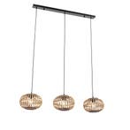 Oosterse hanglamp bamboe 3-lichts langwerpig - Amira, Huis en Inrichting, Lampen | Hanglampen, Verzenden, Nieuw, Oosters