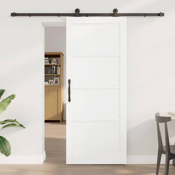 vidaXL Schuifdeur ORKDAL Wit 83 x 202 cm Massief grenenhout, Verzenden, Nieuw