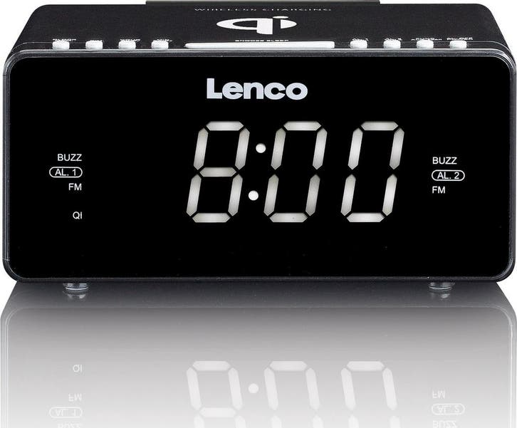 Lenco CR-550BK - Wekkerradio met Qi Wireless smartphone, Witgoed en Apparatuur, Wekkers, Verzenden