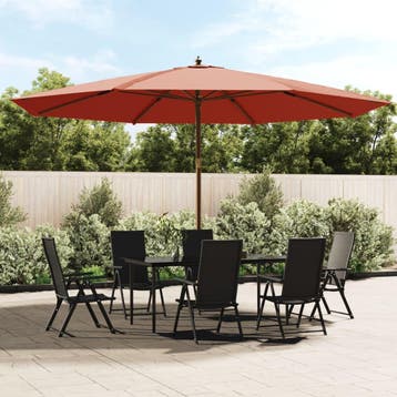 vidaXL Parasol met houten paal 400x273 cm terracottakleurig, Verzenden, Nieuw, Meer dan 4 meter