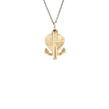 Gouden hanger geloof, hoop en liefde 14 karaat, Verzenden, Zo goed als nieuw, Goud