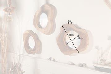 Handgemaakte spiegel REFLECT 31 cm natuurlijke teakhouten, Huis en Inrichting, Woonaccessoires | Spiegels, Ophalen of Verzenden
