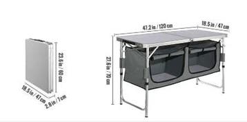 Opvouwbare Camping Keukentafel met Opbergvakken BBQ