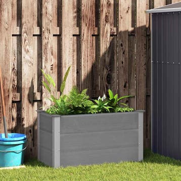 vidaXL Plantenbak verhoogd 100x50x54 cm HKC grijs, 100 cm of meer, Verzenden, Nieuw, Hout