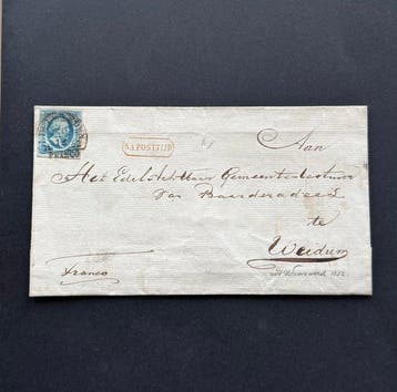 Nederland 1852 - Koning Willem III op omslag naar Weidum met, Gestempeld