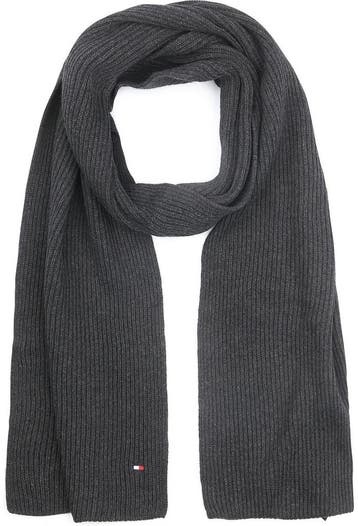 Tommy Hilfiger Rib Sjaal Antraciet maat one size Heren, Verzenden, Nieuw, Tommy Hilfiger