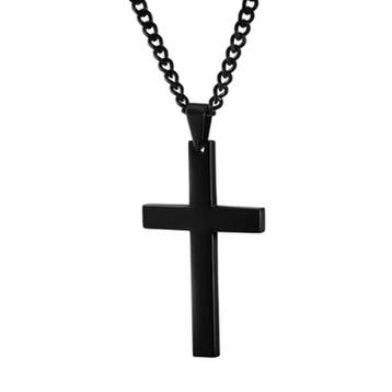 Fako Bijoux - Ketting - Kruis - Staal - Zwart, Verzenden, Nieuw