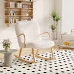 Lounge Stoel beige/wit - Schommelstoel van Teddystof Poef, Verzenden, Ergonomisch, Nieuw
