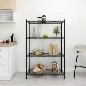 vidaXL Opbergrek 4-laags 200 kg 90x35x137 cm zwart, Verzenden, Nieuw
