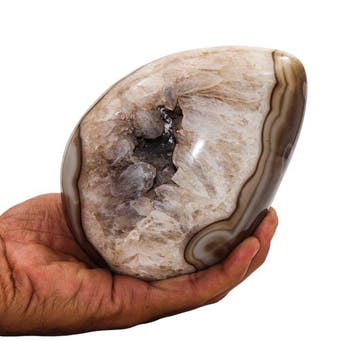Grote 150 mm Zwarte Sulemani Agaat Ei met drusy – 2,52 kg –