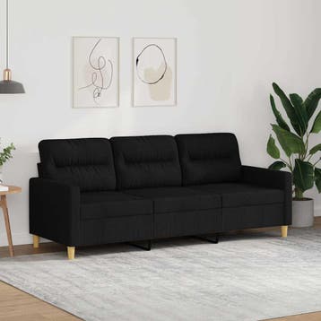 vidaXL Driezitsbank 180 cm stof zwart, Verzenden, Minder dan 150 cm, Stof, Driepersoons