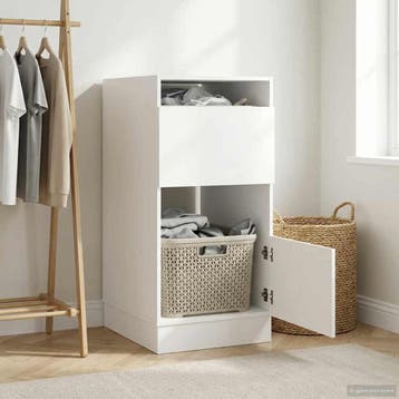 vidaXL Wasmeubel met opslag Wit 50 x 68 x 102 cm Bewerkt, Verzenden, Nieuw