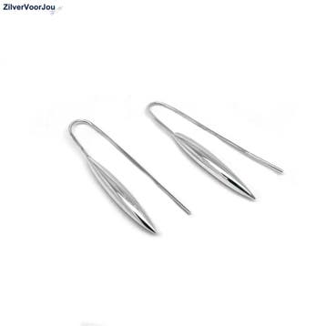 Zilveren lange druppel design oorhangers, Verzenden, Nieuw, Zilver