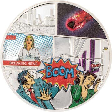 Cookeilanden. 5 Dollars 2023 Tenham Meteorite Impacts, 1 Oz